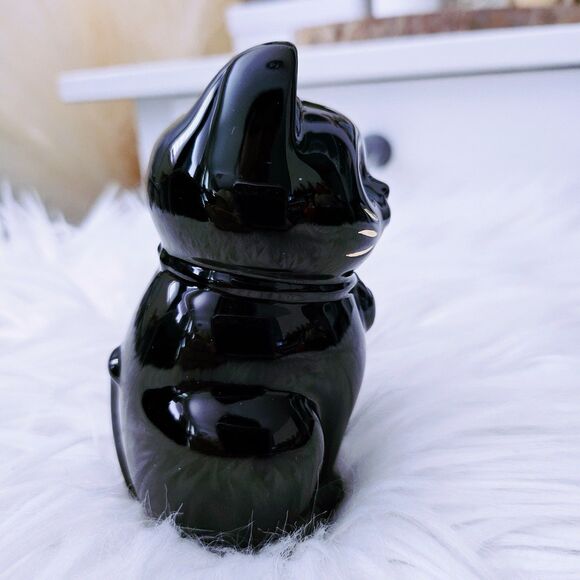 RARE Baccarat Maneki Neko Lucky Fortune Cat Figurine – Crystal Midnight Blue - Picture 3 of 10